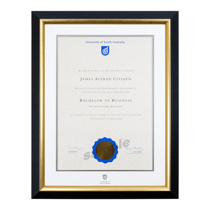 Premium Gold Single Certificate Frame - University of South Australia