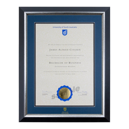 Premium Silver Single Certificate Frame - University of South Australia