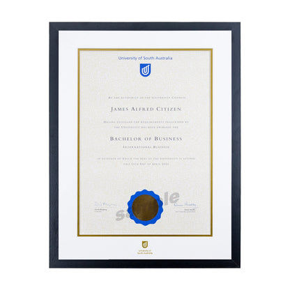 Standard Black Single Certificate Frame - University of South Australia