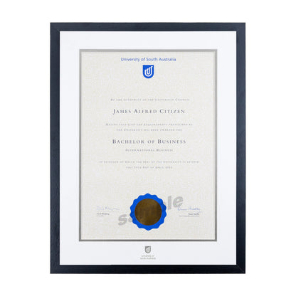 Standard Black Single Certificate Frame - University of South Australia