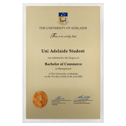 University of Adelaide Certificate Plaque - Large