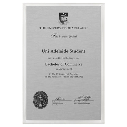University of Adelaide Certificate Plaque - Large