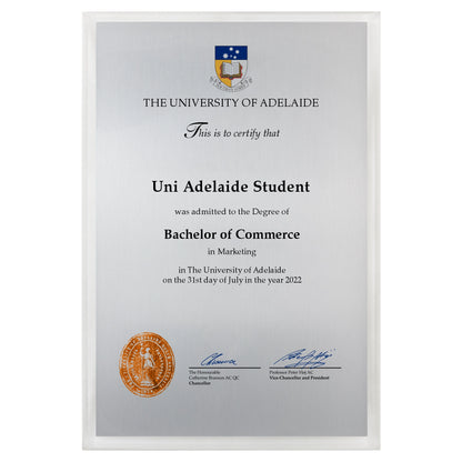 University of Adelaide Certificate Plaque - Large