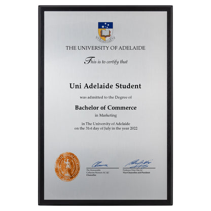University of Adelaide Certificate Plaque - Large