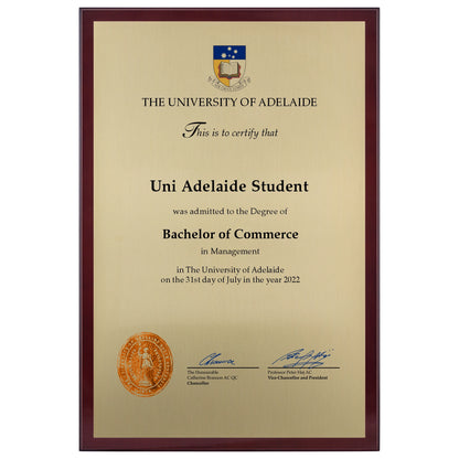 University of Adelaide Certificate Plaque - Large
