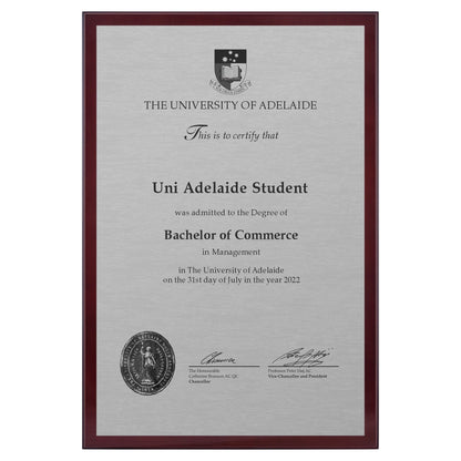University of Adelaide Certificate Plaque - Large