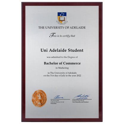 University of Adelaide Certificate Plaque - Large