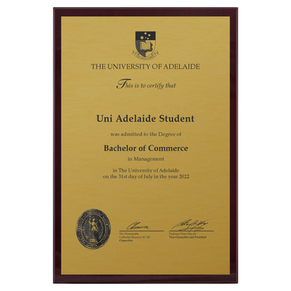 University of Adelaide Certificate Plaque - Large