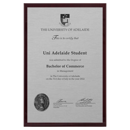 University of Adelaide Certificate Plaque - Large