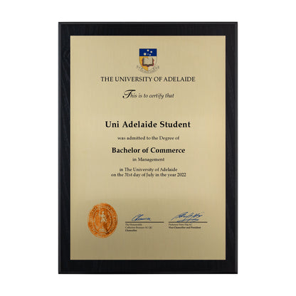 University of Adelaide Certificate Plaque - Medium