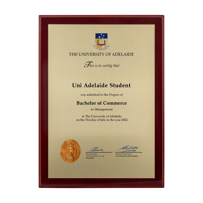 University of Adelaide Certificate Plaque - Medium