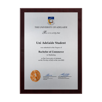 University of Adelaide Certificate Plaque - Medium