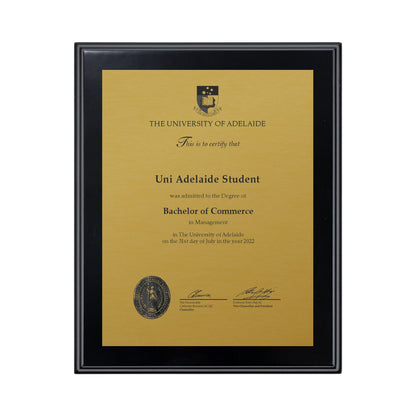 University of Adelaide Certificate Plaque - Small Desktop Size
