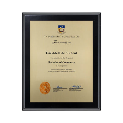 University of Adelaide Certificate Plaque - Small Desktop Size