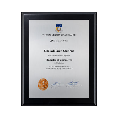 University of Adelaide Certificate Plaque - Small Desktop Size