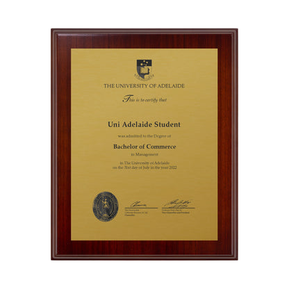 University of Adelaide Certificate Plaque - Small Desktop Size