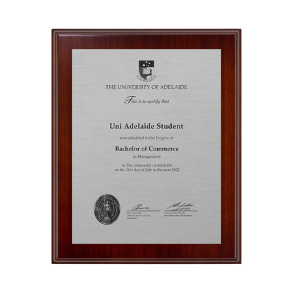 University of Adelaide Certificate Plaque - Small Desktop Size