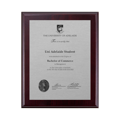 University of Adelaide Certificate Plaque - Small Desktop Size