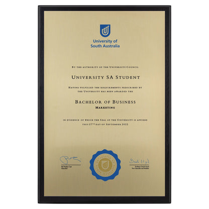 University of South Australia Certificate Plaque - Large