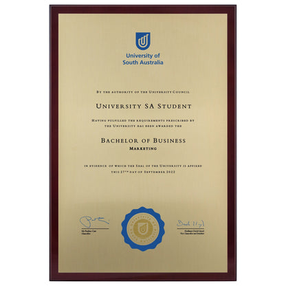 University of South Australia Certificate Plaque - Large