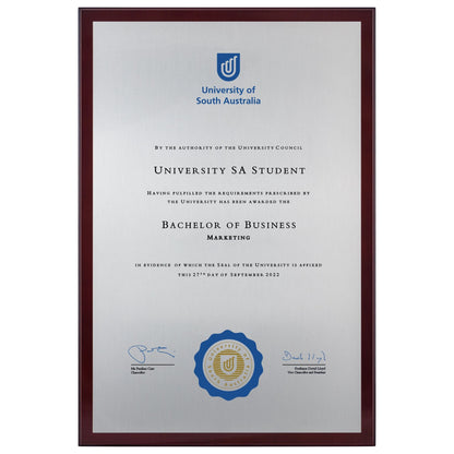 University of South Australia Certificate Plaque - Large