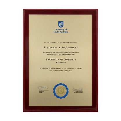 University of South Australia Certificate Plaque - Medium