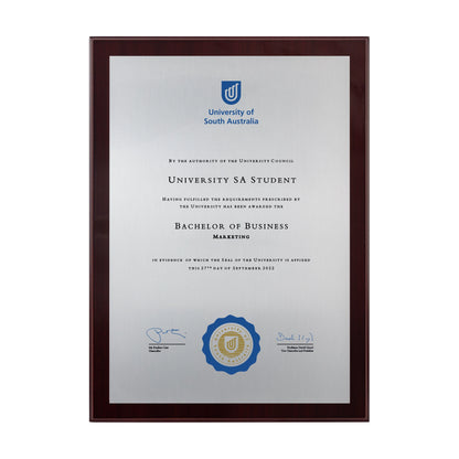 University of South Australia Certificate Plaque - Medium