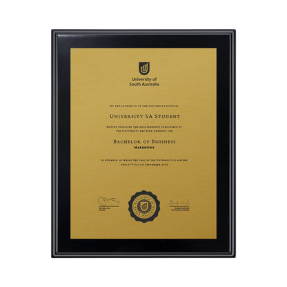 University of South Australia Certificate Plaque - Small Desktop Size