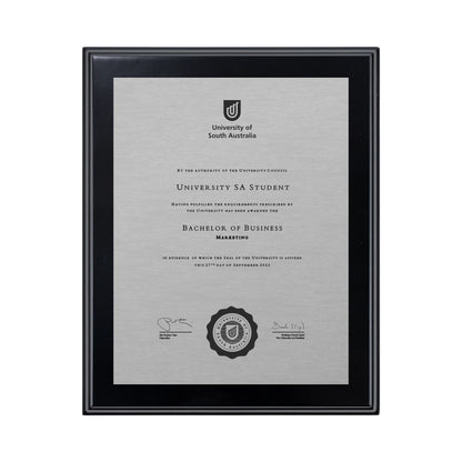 University of South Australia Certificate Plaque - Small Desktop Size