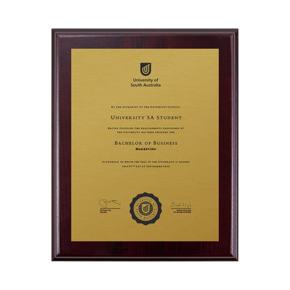 University of South Australia Certificate Plaque - Small Desktop Size