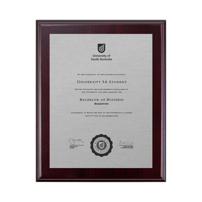 University of South Australia Certificate Plaque - Small Desktop Size
