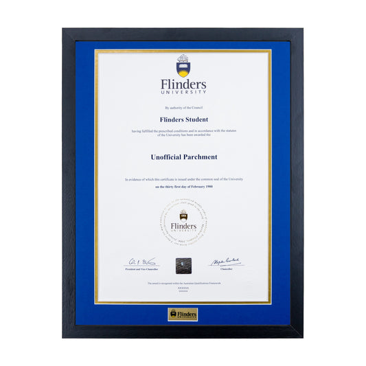 Flinders University Single Certificate Frame - Standard Black