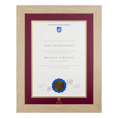 Natural Single Certificate Frame- University of South Australia