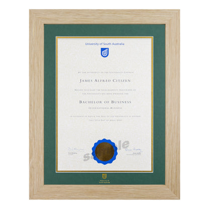Natural Single Certificate Frame- University of South Australia