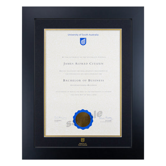 University of South Australia Single Certificate Frame - Premium Black
