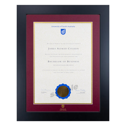 Prestige Black Single Certificate Frame - University of South Australia