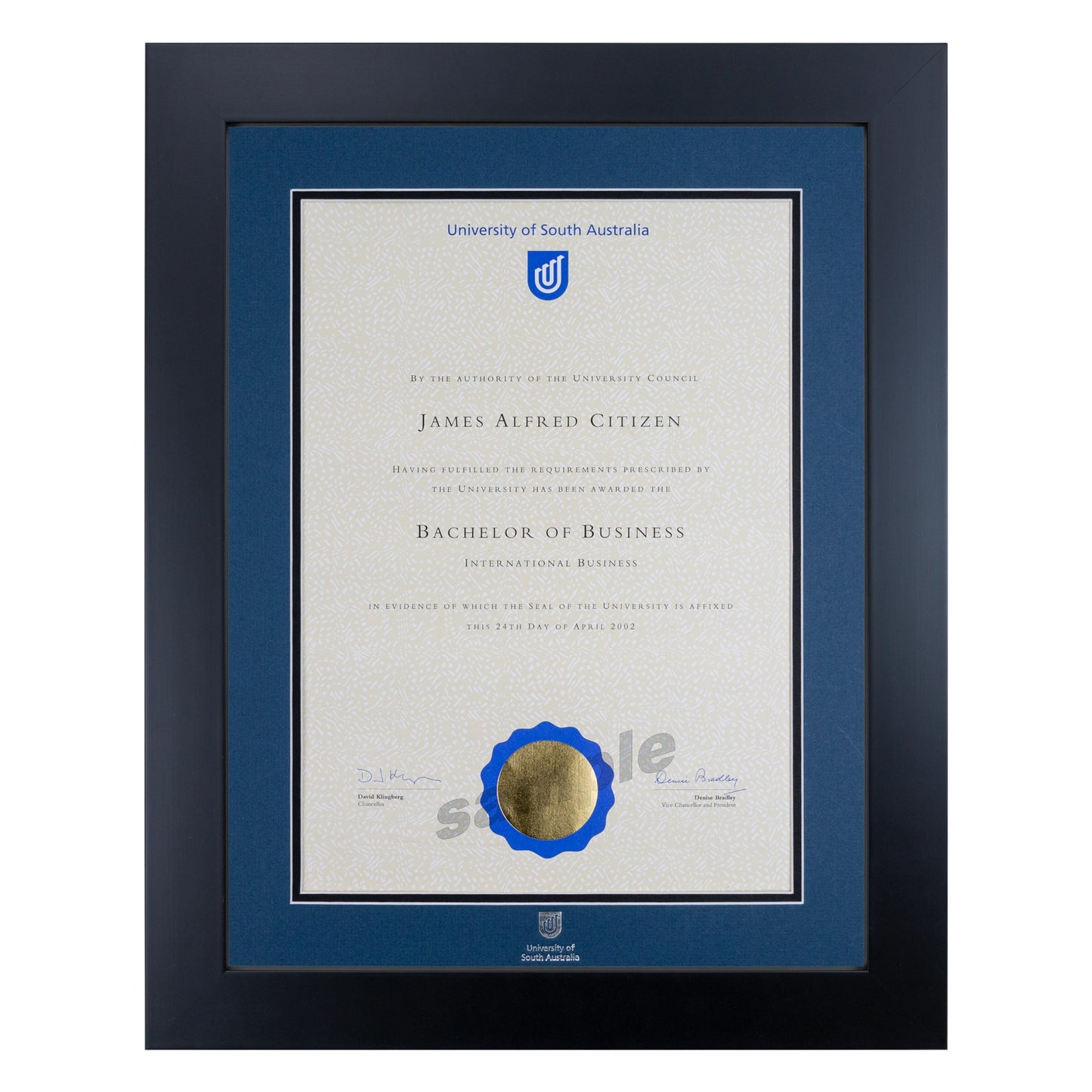 University of South Australia Single Certificate Frame - Premium Black