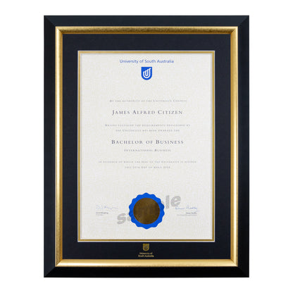 University of South Australia Single Certificate Frame - Premium Gold