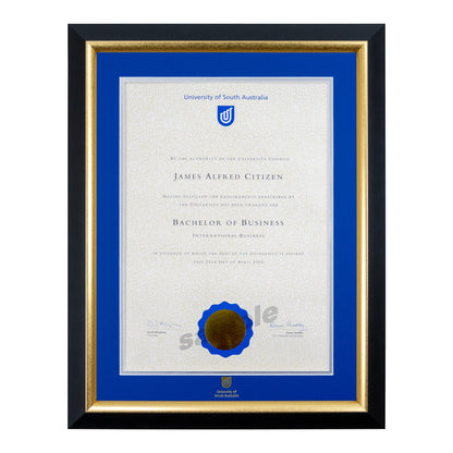 Premium Gold Single Certificate Frame - University of South Australia
