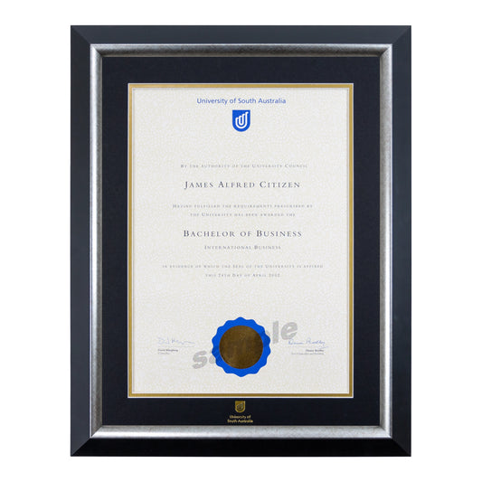 Premium Silver Single Certificate Frame - University of South Australia