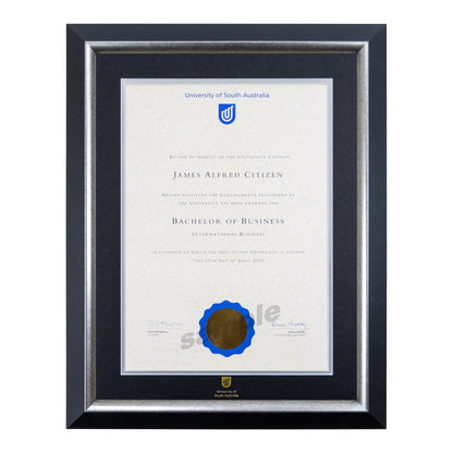 Premium Silver Single Certificate Frame - University of South Australia