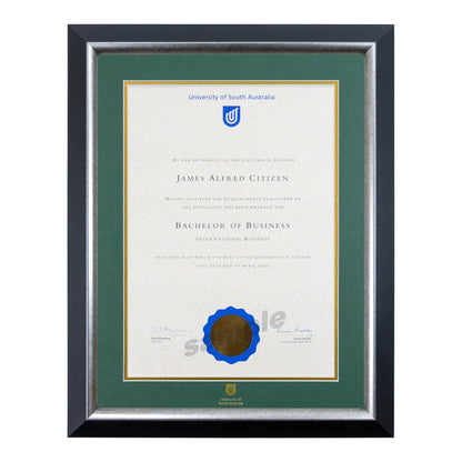 Premium Silver Single Certificate Frame - University of South Australia