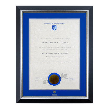 Premium Silver Single Certificate Frame - University of South Australia
