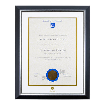 Premium Silver Single Certificate Frame - University of South Australia