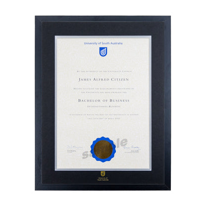 Standard Black Single Certificate Frame - University of South Australia