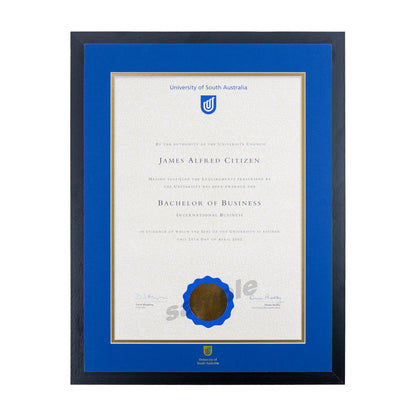 Standard Black Single Certificate Frame - University of South Australia