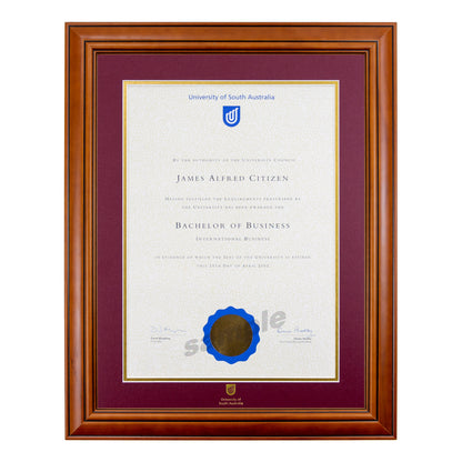 Traditional Timber Single Certificate Frame - University of South Australia