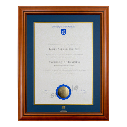 Traditional Timber Single Certificate Frame - University of South Australia